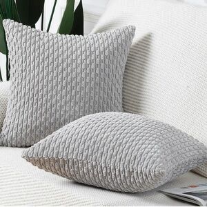 Textured Knit Throw Pillow Covers Pair - Light Gray